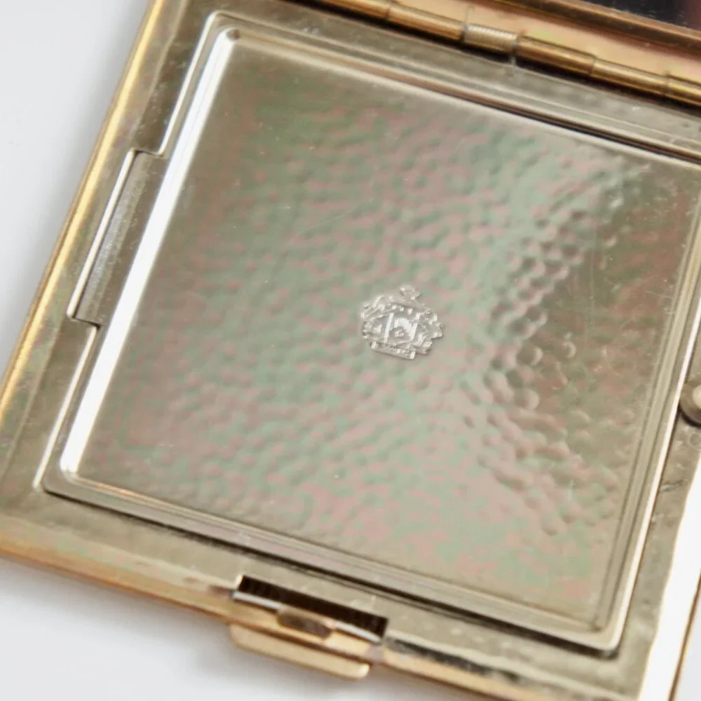 Antique Art Deco Evans Brass Makeup Mirrored Compact